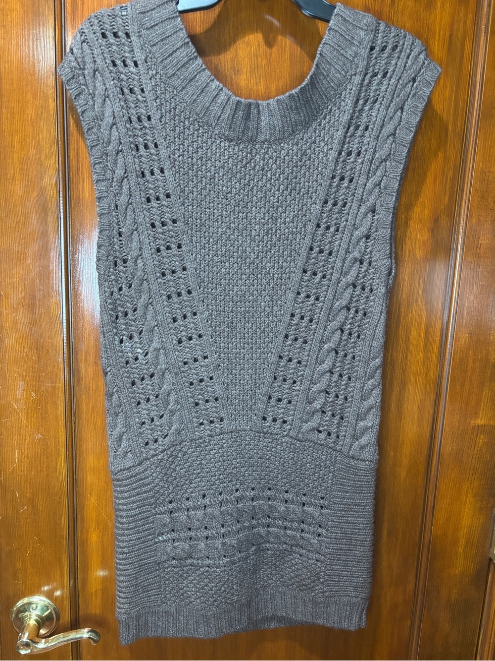 Free People Espresso Cable-Knit Sleeveless Sweater Dress